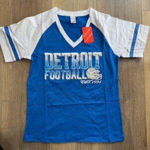 NEW Detroit Lions Football V-Neck Short Sleeve Shirt Women Sz. S